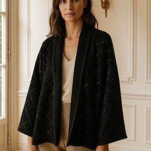 Vesna Bricelj Women's Vintage Black wool cardigan jacket size Large